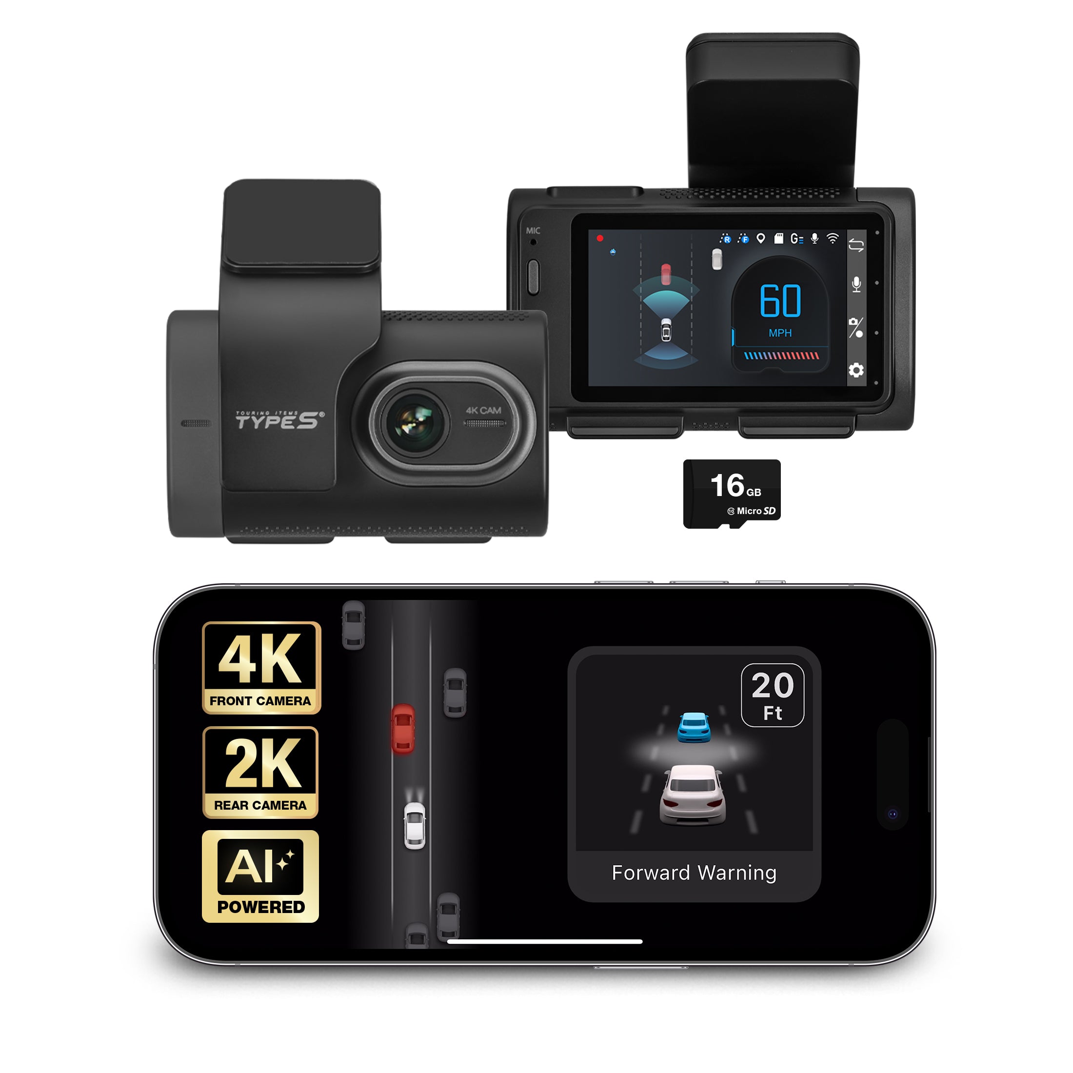 T400 PLUS 4K AI Dash Cam with Full-Coverage Advanced Driver Assistant