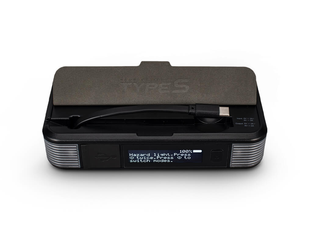 TYPE S 12V 6.0L Battery Jump Starter with Built-in USB-C Cable & LCD Display and 8,000mAh Qi Power Bank